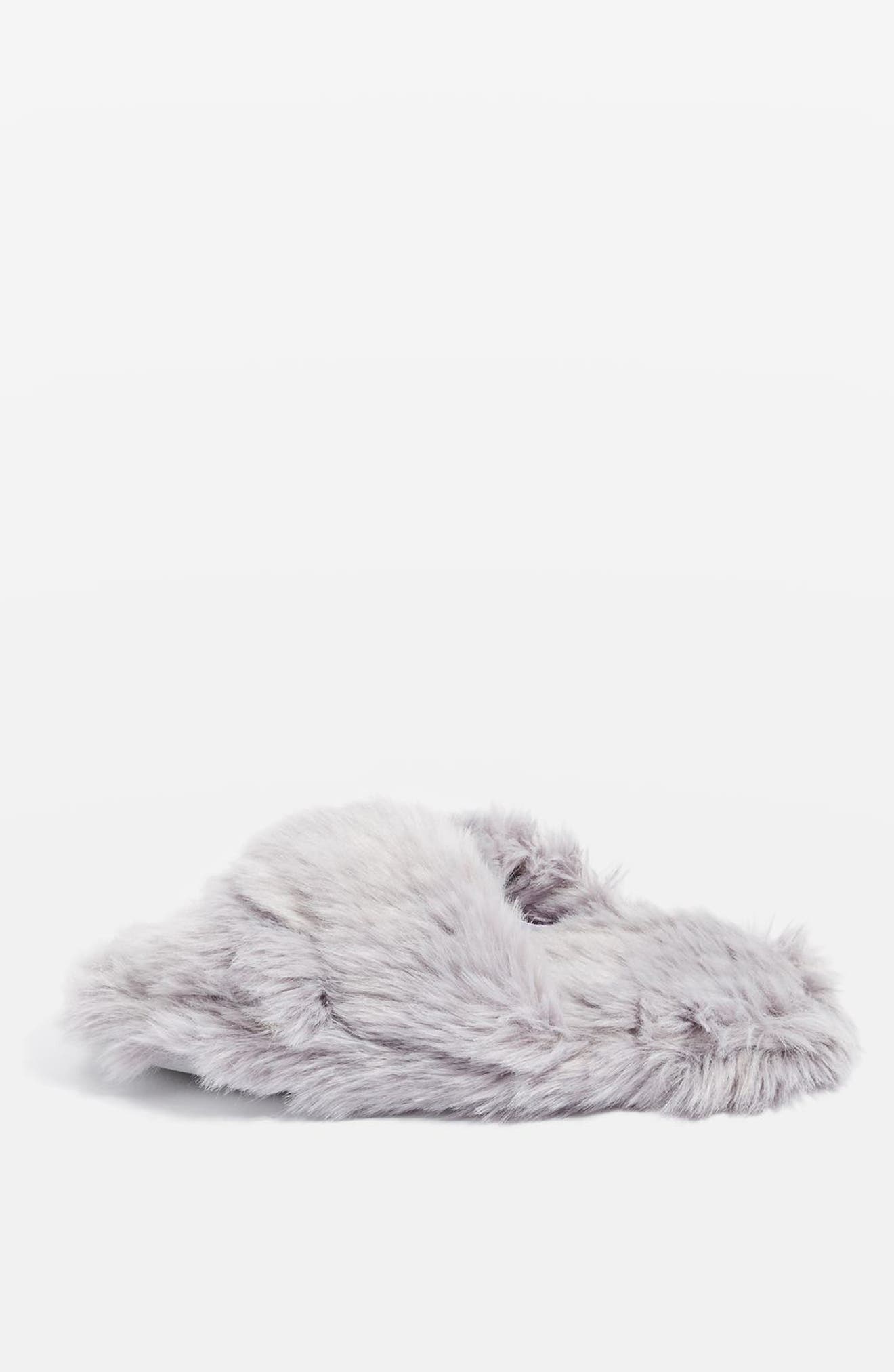 Topshop Dolly Faux Fur Slippers, Main, color, 