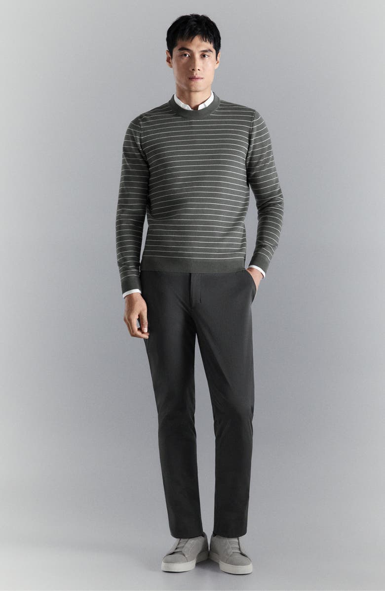 MANGO Comfort Stretch Stripe Jersey Sweater, Alternate, color, Dark Grey