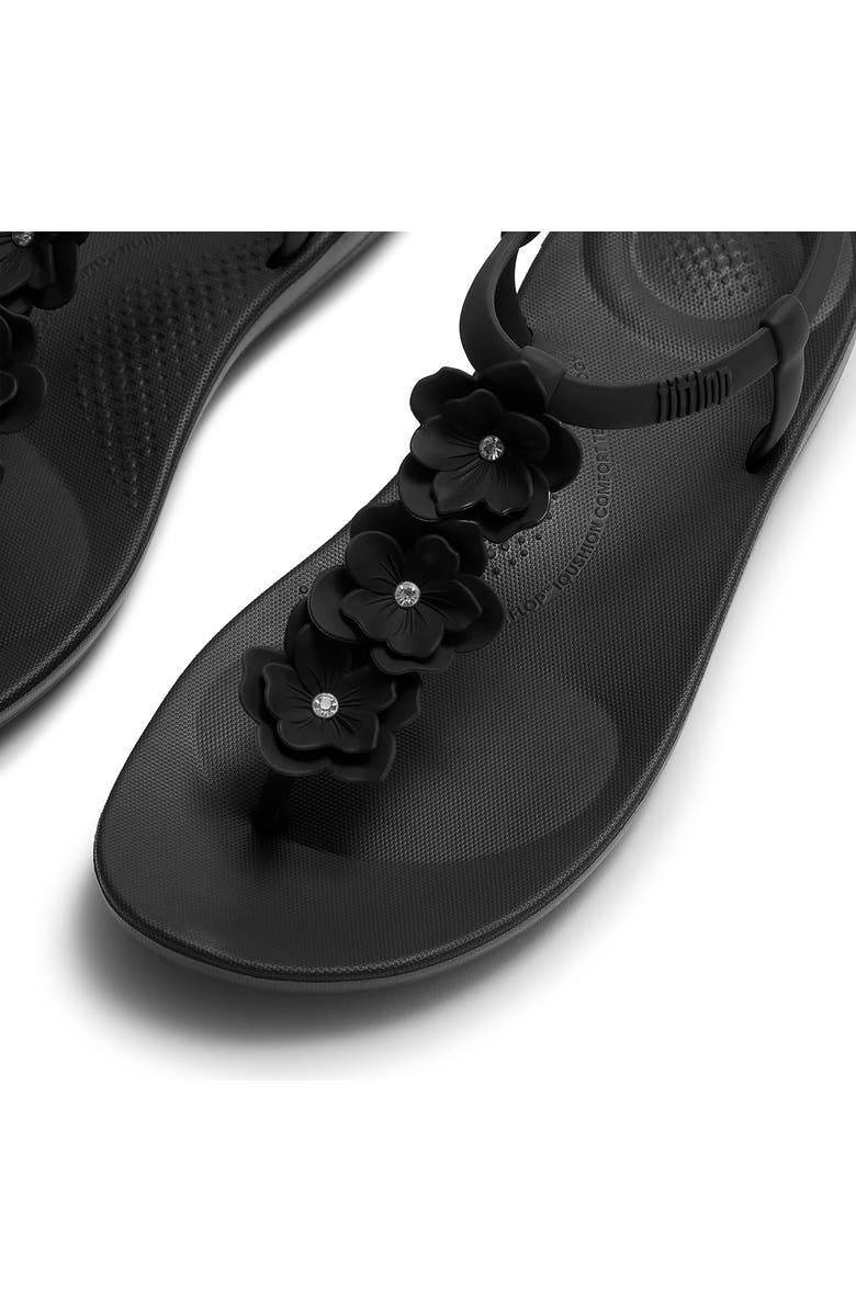 FitFlop Splash Flower T-Strap Sandal, Alternate, color, Black
