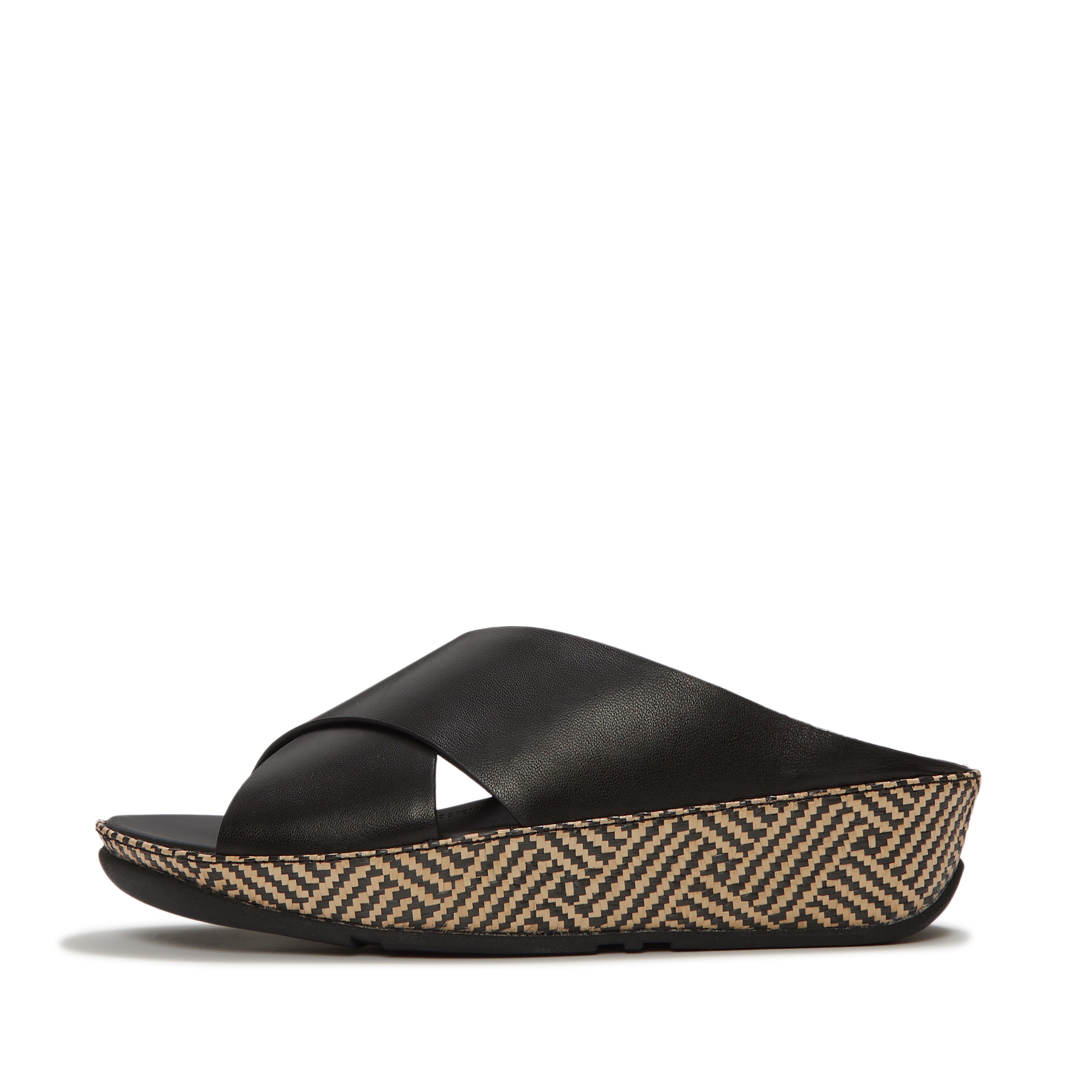 FitFlop Lulu Lux Graphic-Weave Slides, Alternate, color, Black