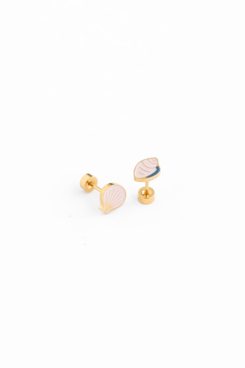 Shell Stud Earrings, Alternate, color, White