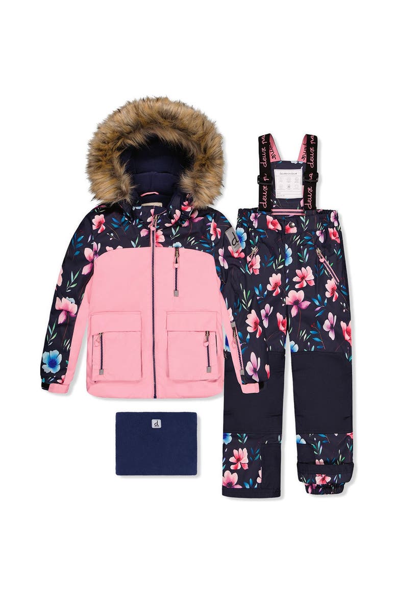 Play Floral Jacket & Reinforced Pants Two Piece Snowsuit, Main, color, Pink