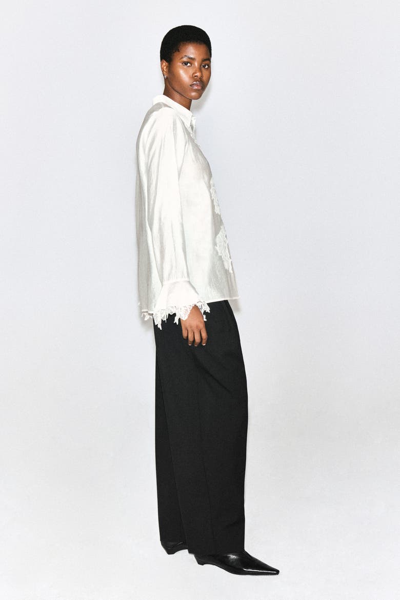 Fluid Lace-Detail Shirt, Alternate, color, IVORY