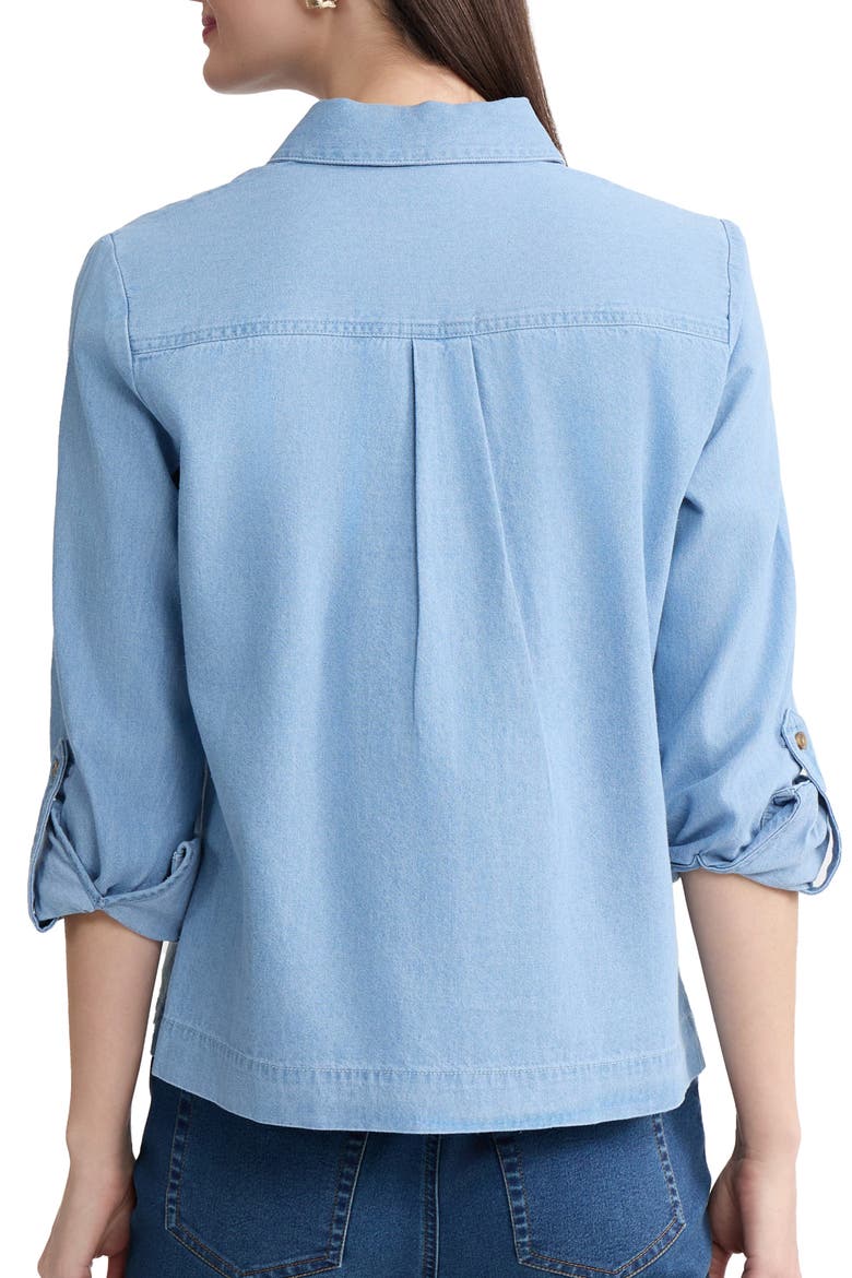 Boxy Denim Button-Up Shirt, Alternate, color, PISCES WASH