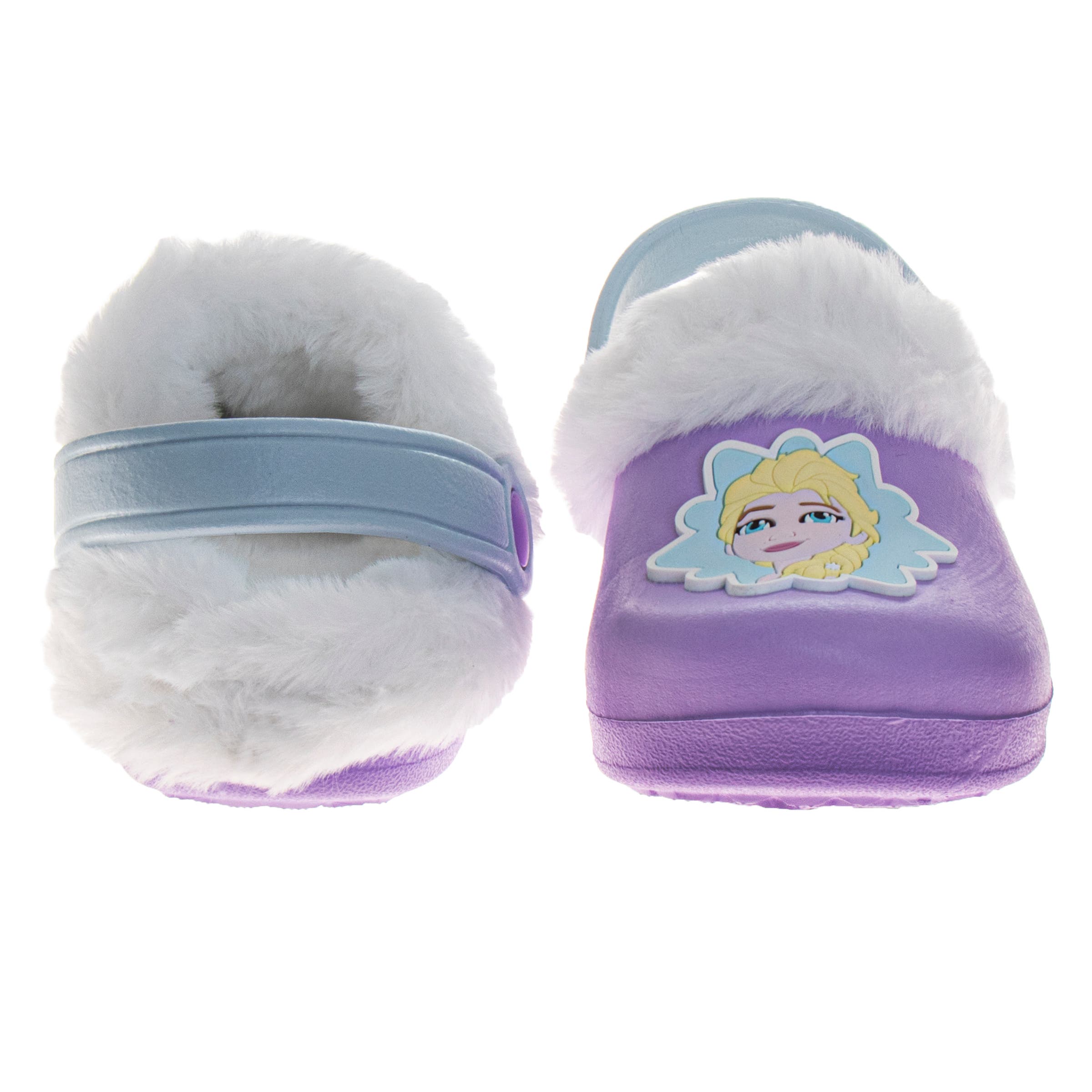 Disney Frozen Anna and Elsa Girls' Clogs - Fuzzy, Fleece-Lined, and Warm Garden Shoes, Alternate, color, Lilac