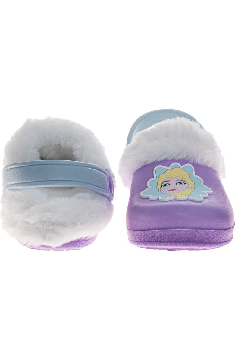 Disney Frozen Anna and Elsa Girls' Clogs - Fuzzy, Fleece-Lined, and Warm Garden Shoes, Alternate, color, Lilac