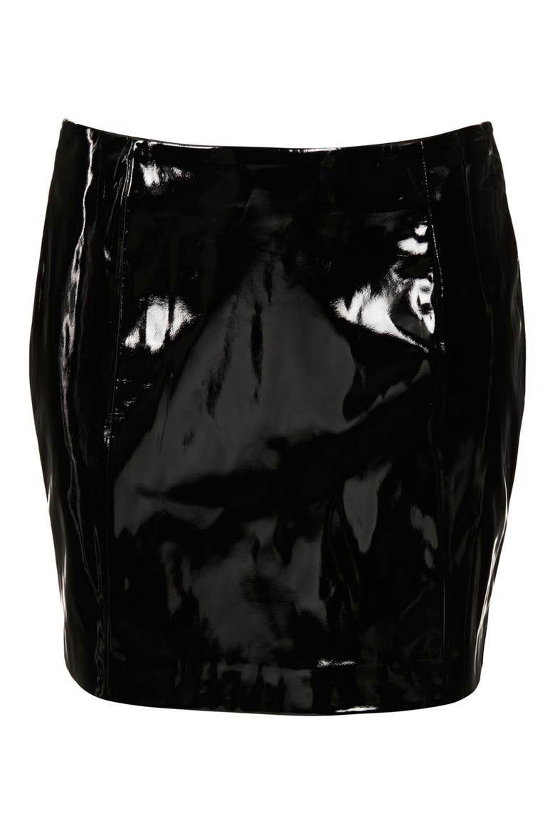 Vinyl Miniskirt, Alternate, color, BLACK