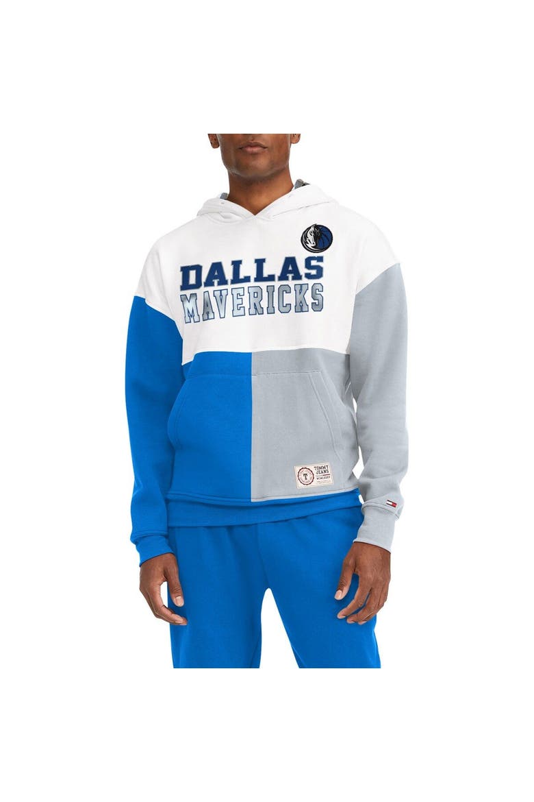 Men's Tommy Jeans White/Royal Dallas Mavericks Andrew Split Pullover Hoodie, Main, color, White