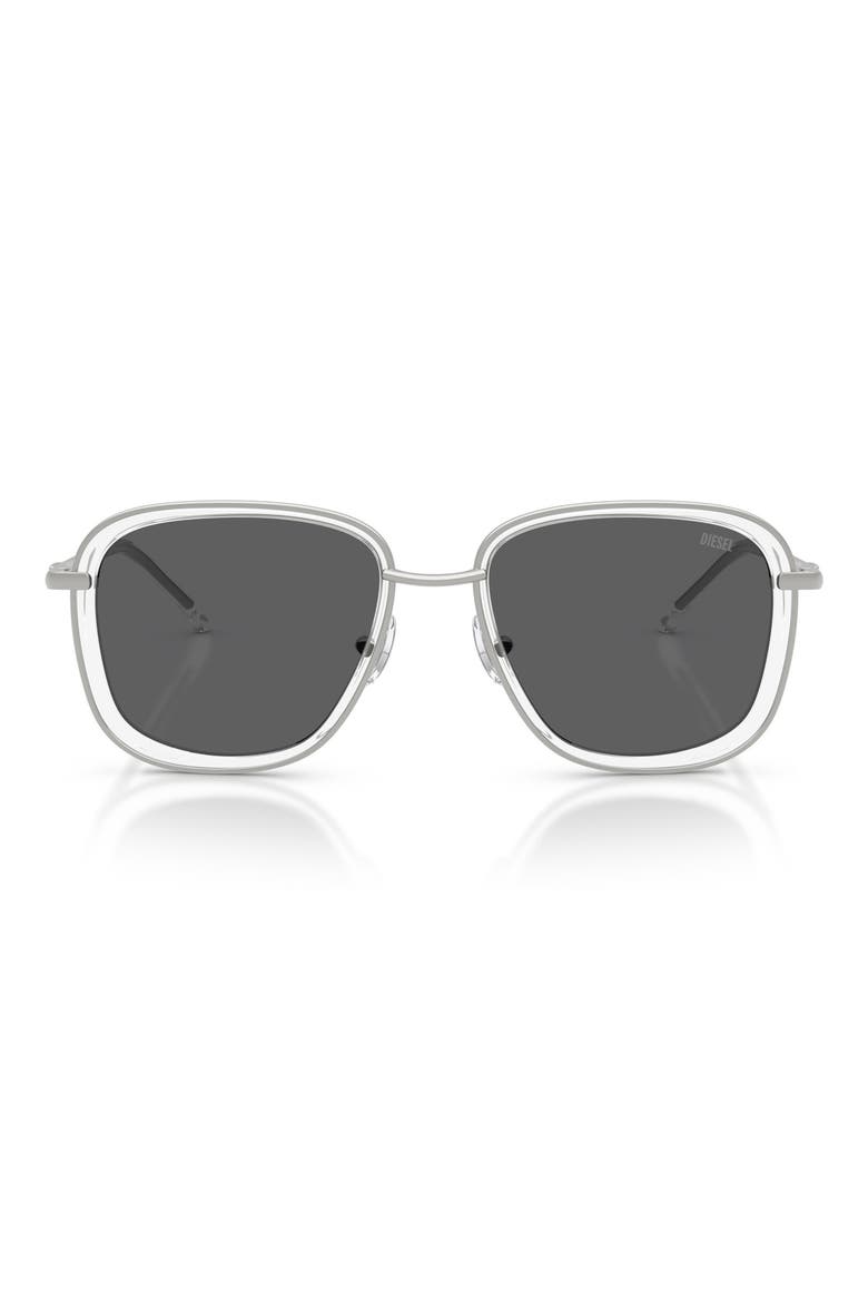 DL1017 52mm Square Sunglasses, Main, color, MATTE SILVER / SOLID GREY