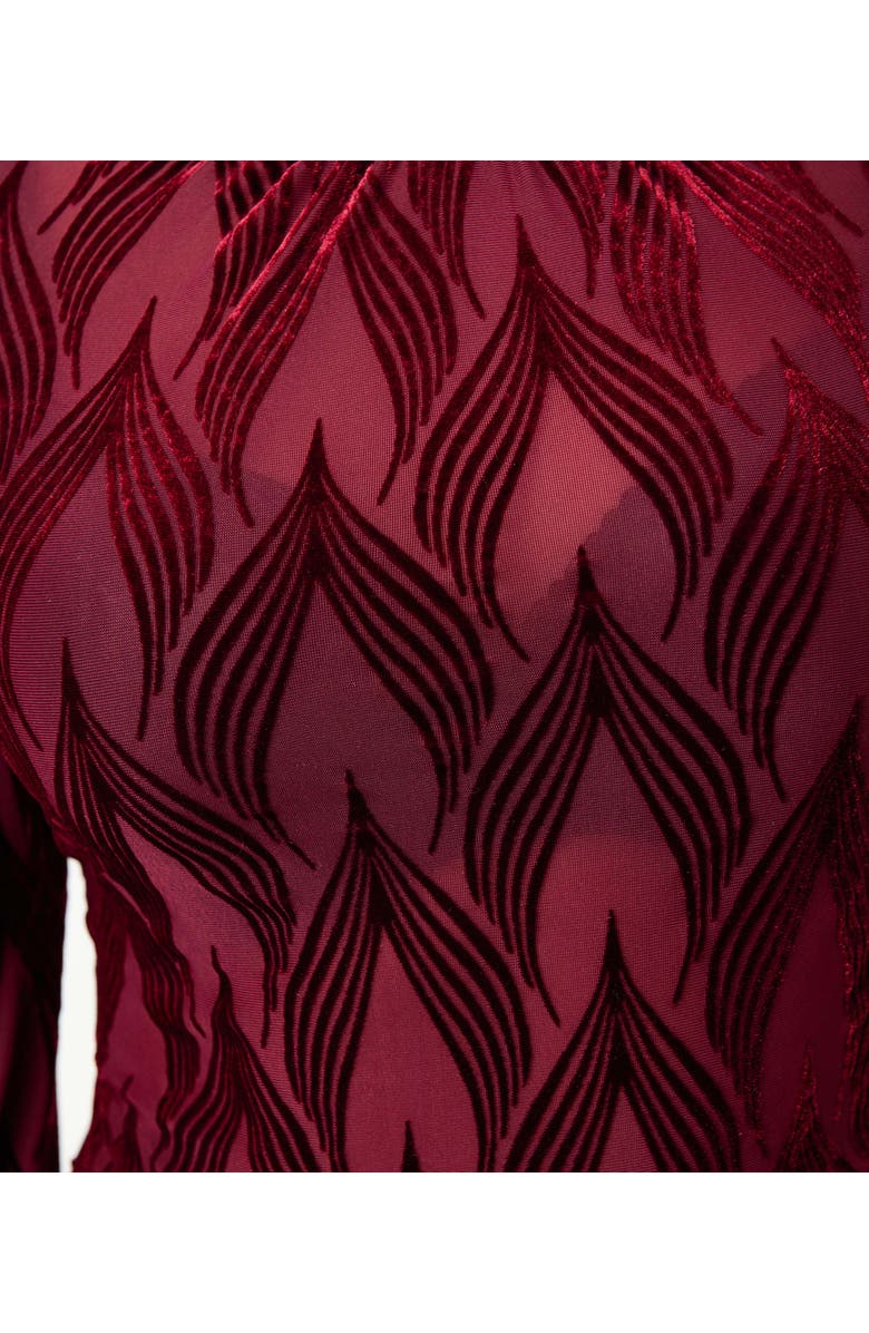 Unique Vintage Donna Blouse, Alternate, color, Burgundy Lace