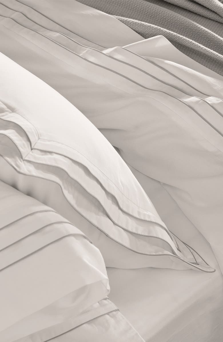 Boll & Branch Signature Triple Pleat Organic Cotton Sheet Set, Alternate, color, White/ Pewter