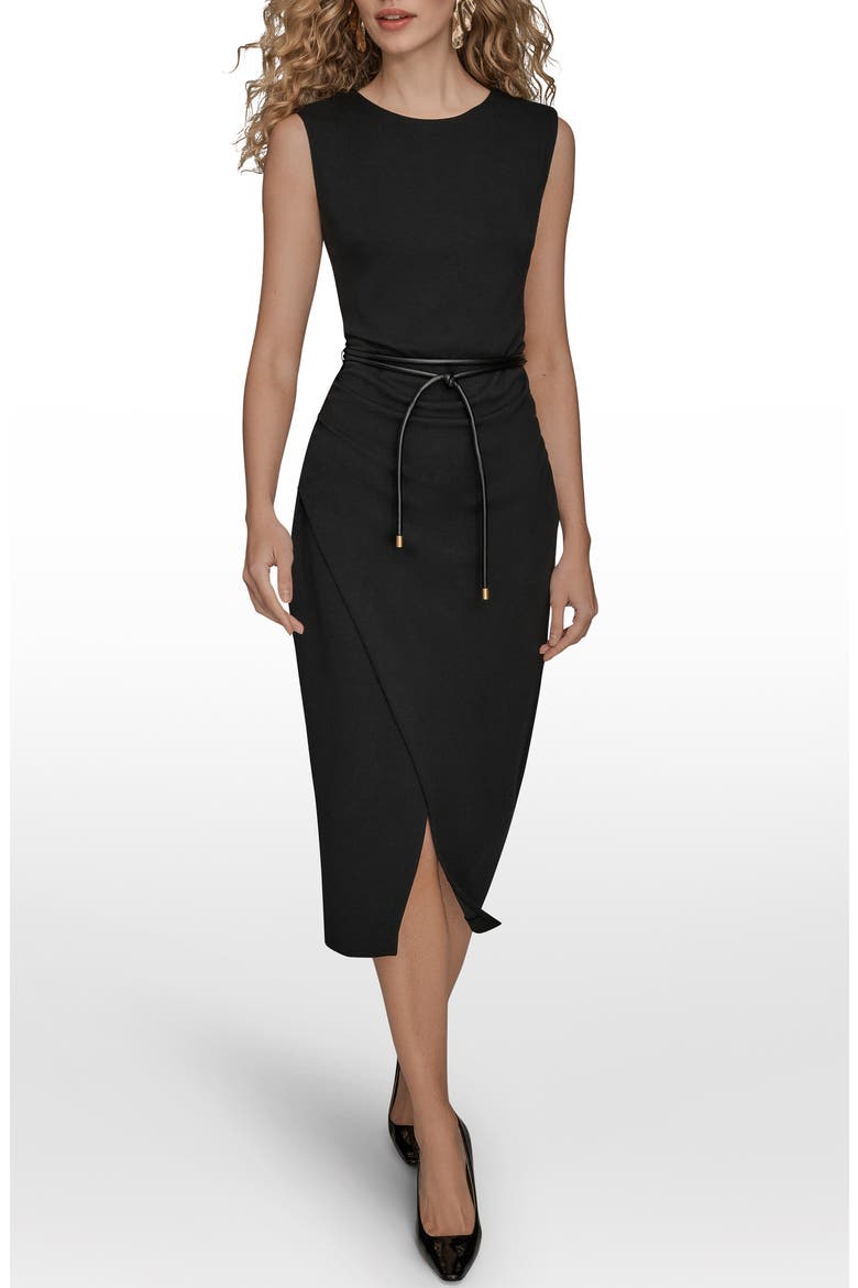 Sleeveless Sheath Midi Dress, Main, color, BLACK