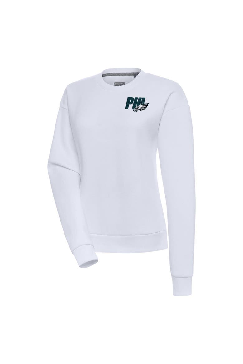 Women's Antigua  White Philadelphia Eagles Victory Pullover Sweatshirt, Main, color, White