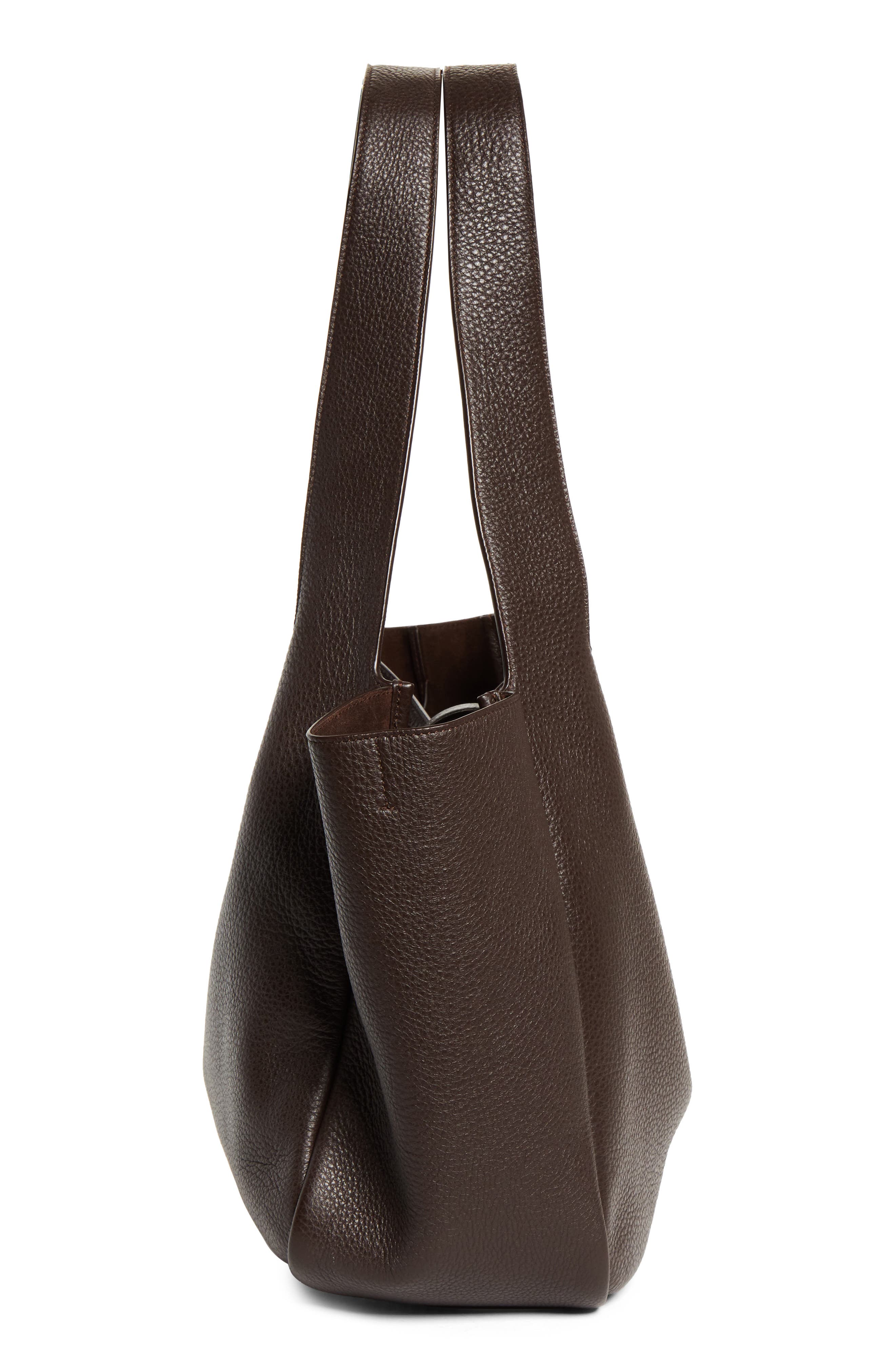 Saint Laurent Le 5 À 7 Bea Leather Tote, Alternate, color, Marron Fonce