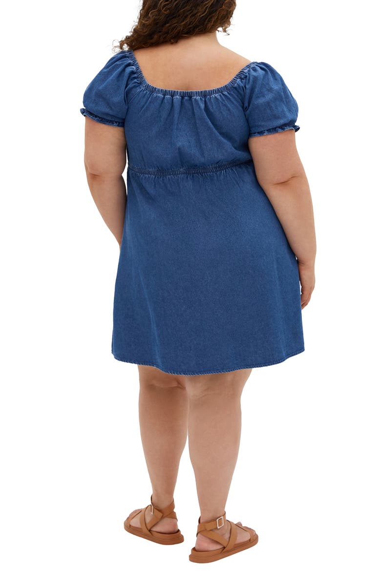 City Chic Freya Denim Babydoll Minidress, Alternate, color, Dark Denim