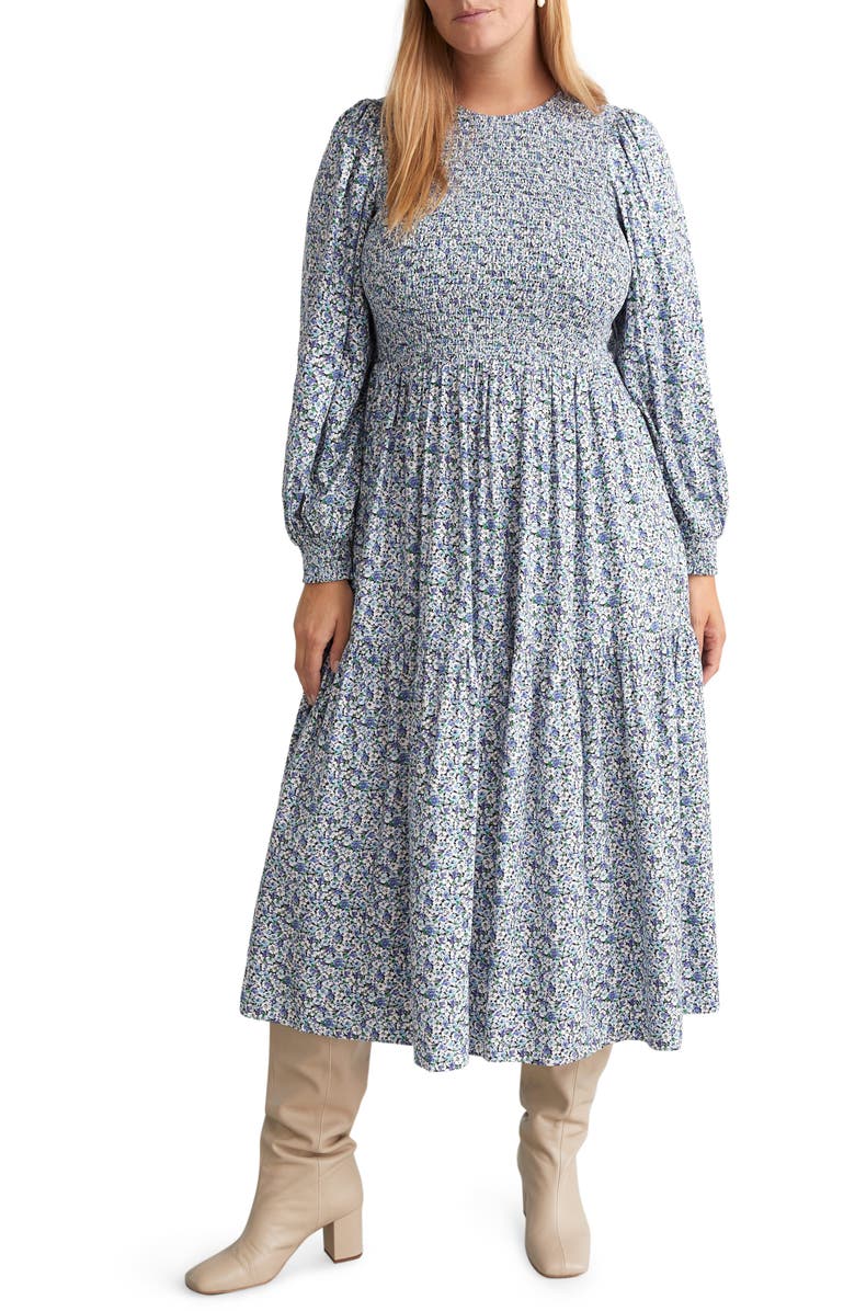 & Other Stories Ditsy Floral Tiered Long Sleeve Midi Dress, Main, color,