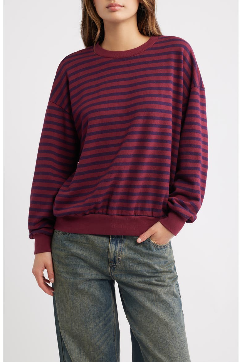 Stripe Terry Oversized Sweatshirt, Main, color, BURGUNDY STRIPE