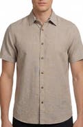Report Collection Short Sleeve Linen & Cotton Blend Button-Up Shirt