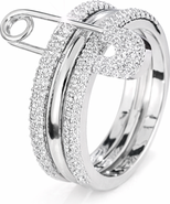 Kellery Cubic Zirconia Safety Pin Style Stainless Steel Ring