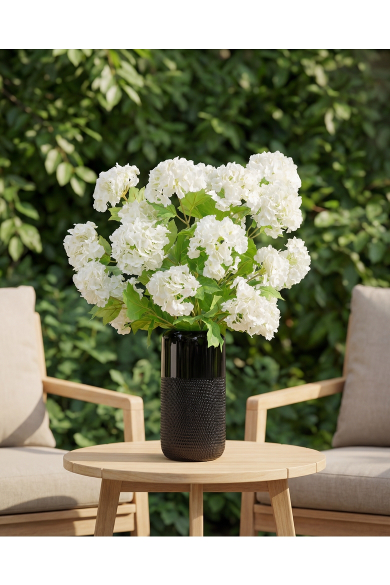 Sylvie RealTouch Snowball Hydrangea Arrangement, Alternate, color, Snow