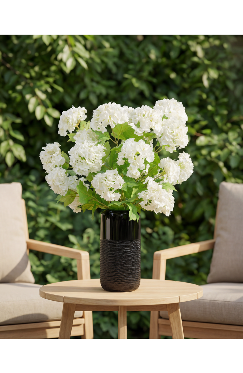 CocoBella Sylvie RealTouch Snowball Hydrangea Arrangement, Alternate, color, Snow