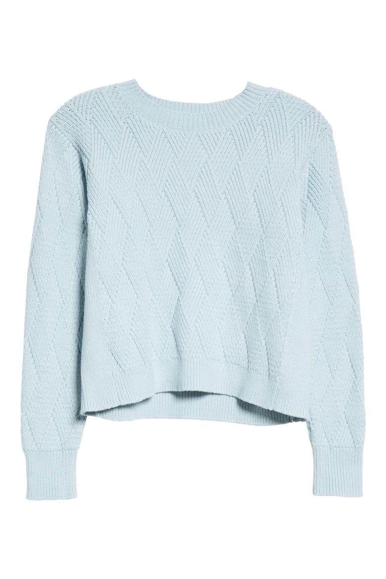 Diamond Stitch Crewneck Sweater, Alternate, color, BLUE