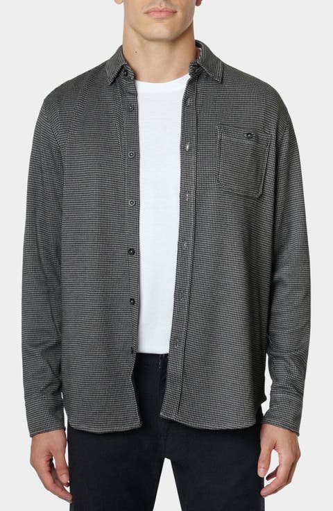 Bressett Houndstooth Knit Button-Up Shirt