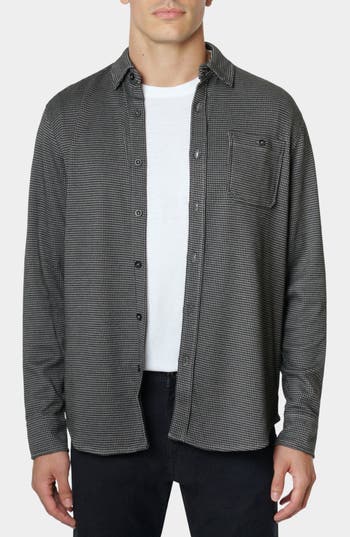 Robert Graham Bressett Houndstooth Knit Button-up Shirt In Gray