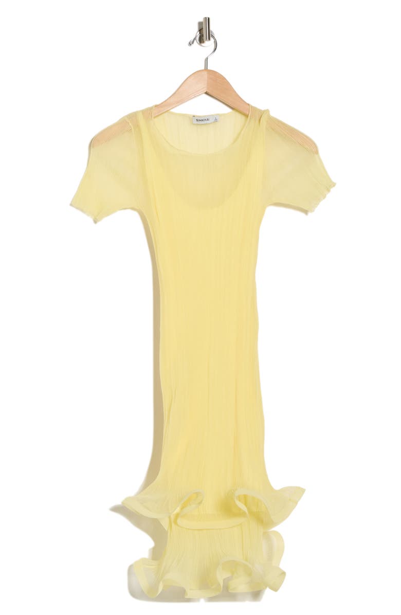 Simkhai Jett Short Sleeve Ruffle Dress, Alternate, color, Buttercream