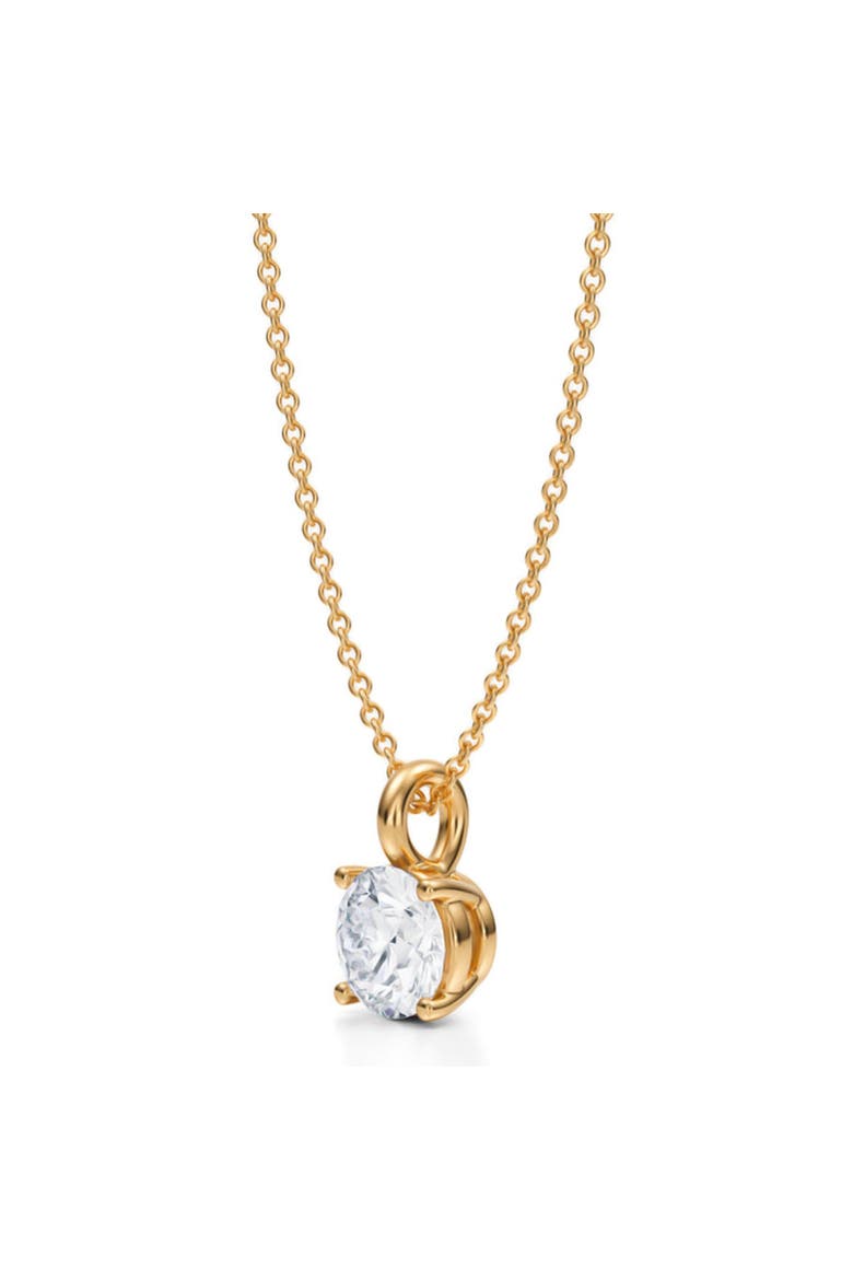 Round Solitaire Lab Diamond Pendant Necklace 14K Yellow Gold, Alternate, color, Yellow Gold