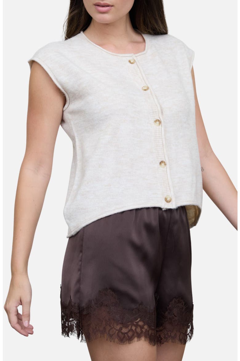 Button Down Sleeveless Sweater, Alternate, color, OATMEAL