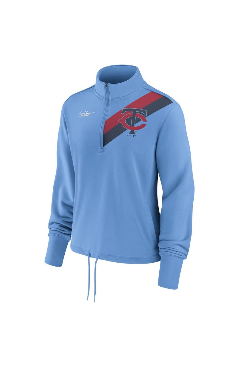 Nike Women's Nike Light Blue Minnesota Twins 1965 Cooperstown Collection Rewind Stripe Performance Half-Zip Pullover, Alternate, color, Light Blue