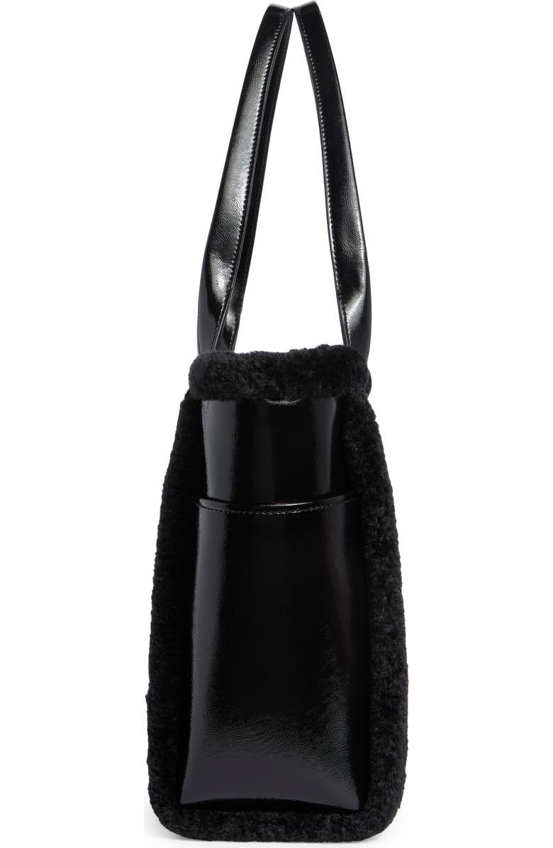Kate Spade New York jett faux shearling trim tote bag, Alternate, color, Black
