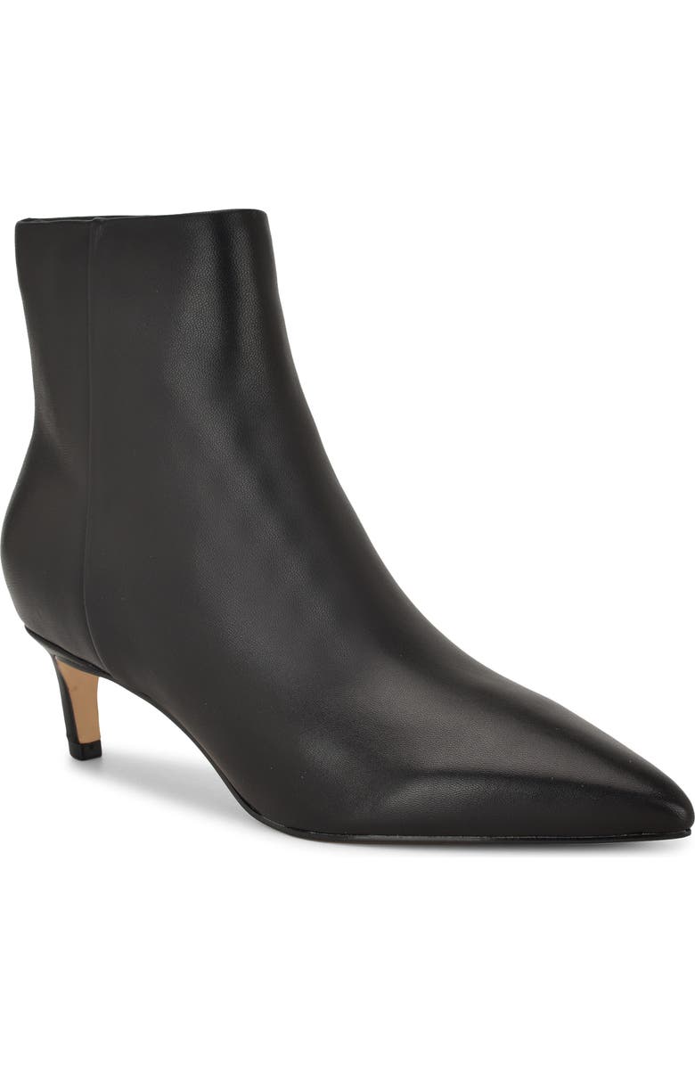 Nine West Brite Pointed Toe Kitten Heel Bootie, Main, color, Black Leather