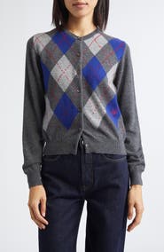 Johnstons of Elgin Clan Argyle Plaid Cashmere Cardigan