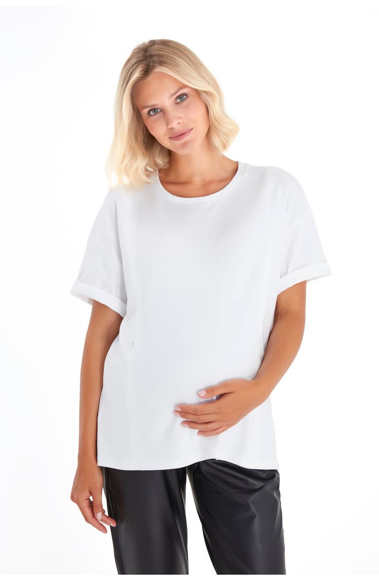 Accouchée Anytime Anywhere Side Zip Maternity/Nursing T-Shirt, Alternate, color, White