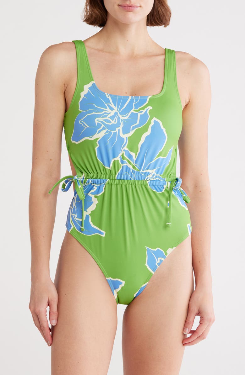 Hutch Mendes One-Piece Swimsuit, Main, color, Green