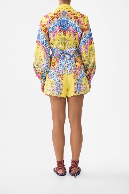 Camilla Cropped Wrap Shirt In Multi