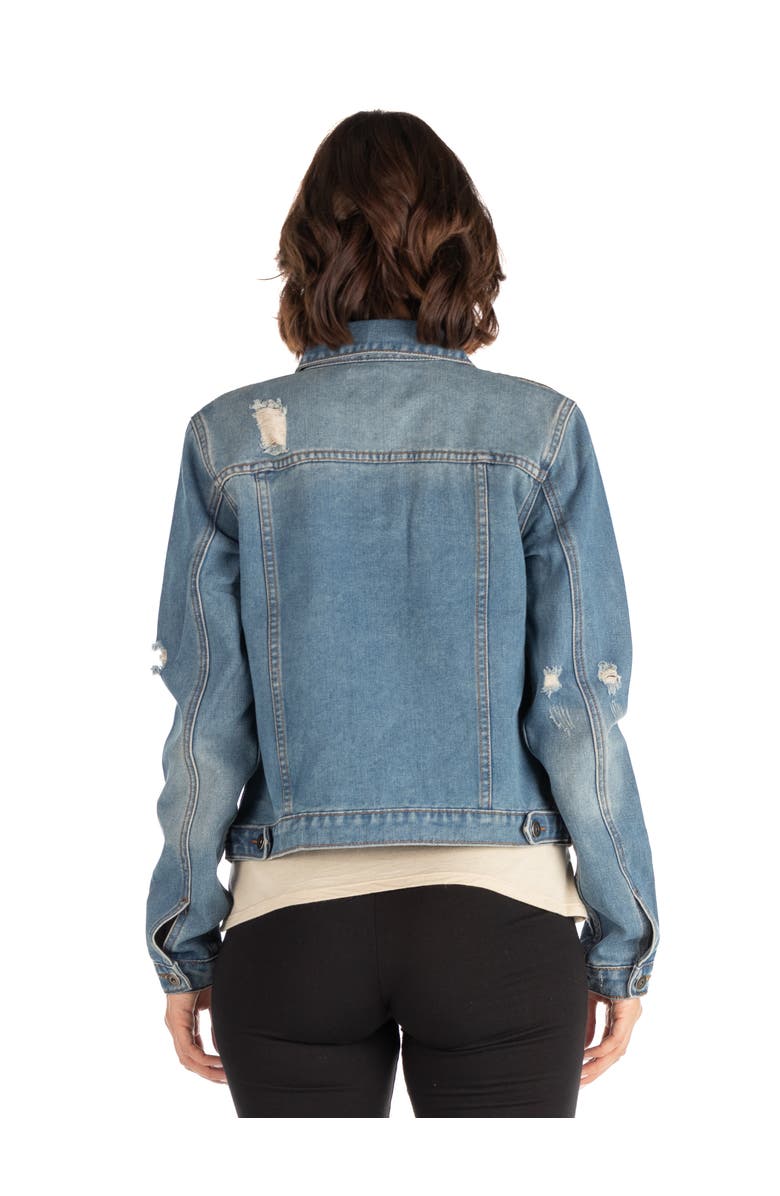 24seven Comfort Apparel Petites Timeless Denim Jacket, Alternate, color, Denim