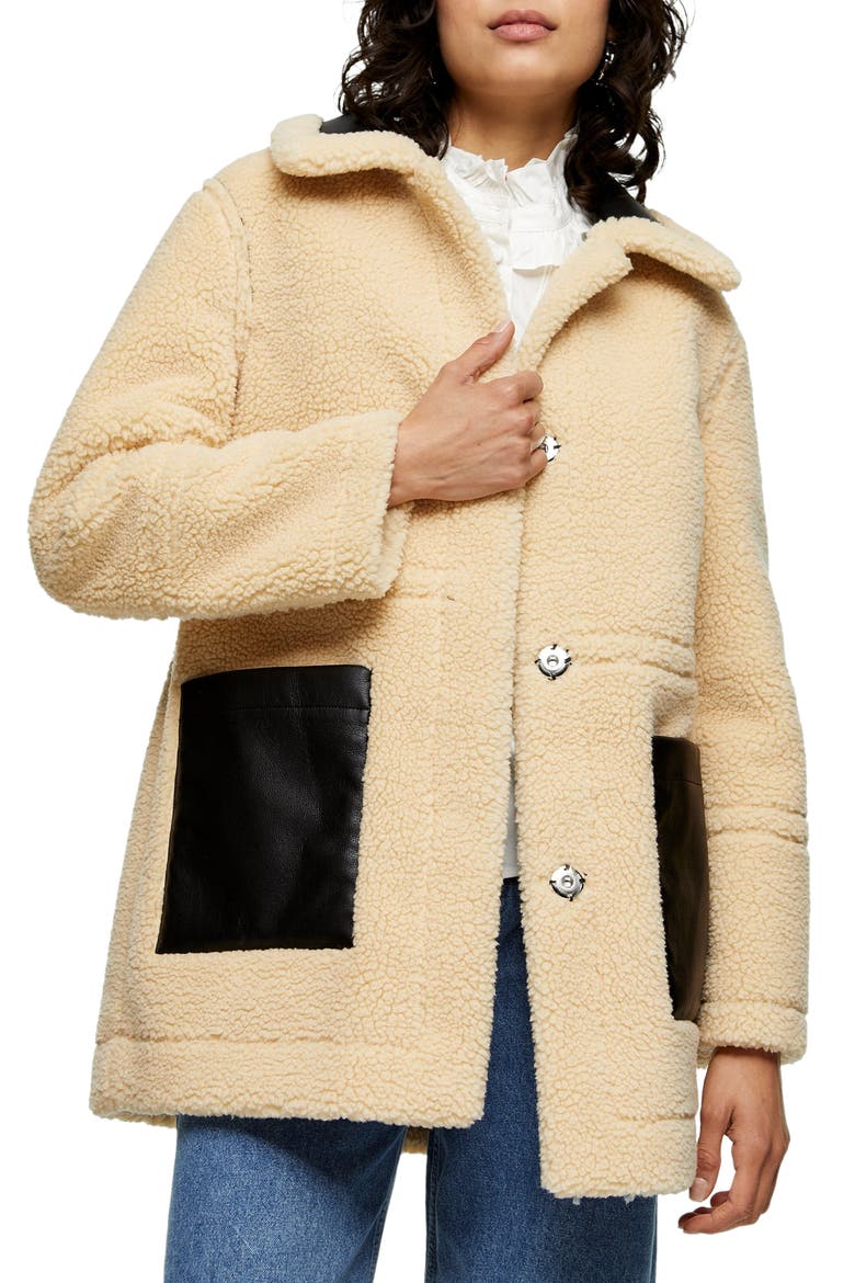 Raven Reversible Faux Shearling Coat, Alternate, color, BLACK