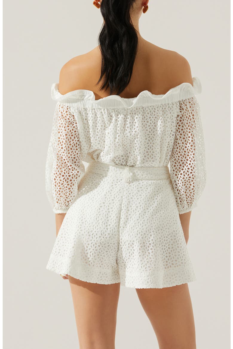 Brissa Floral Eyelet Cotton Shorts, Alternate, color, WHITE