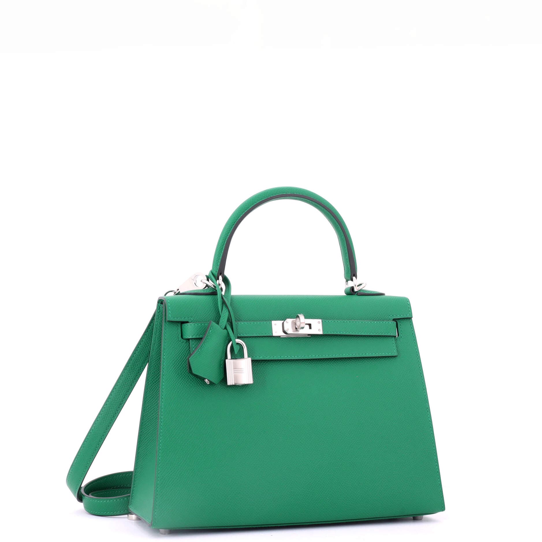 Pre-Owned Hermes Kelly Handbag Green Epsom with Palladium Hardware 25, Alternate, color, Vert Vertigo