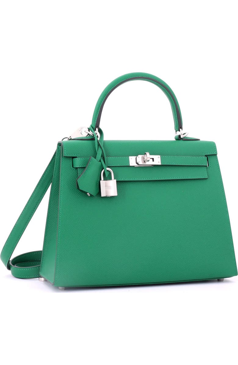 Pre-Owned Hermes Kelly Handbag Green Epsom with Palladium Hardware 25, Alternate, color, Vert Vertigo
