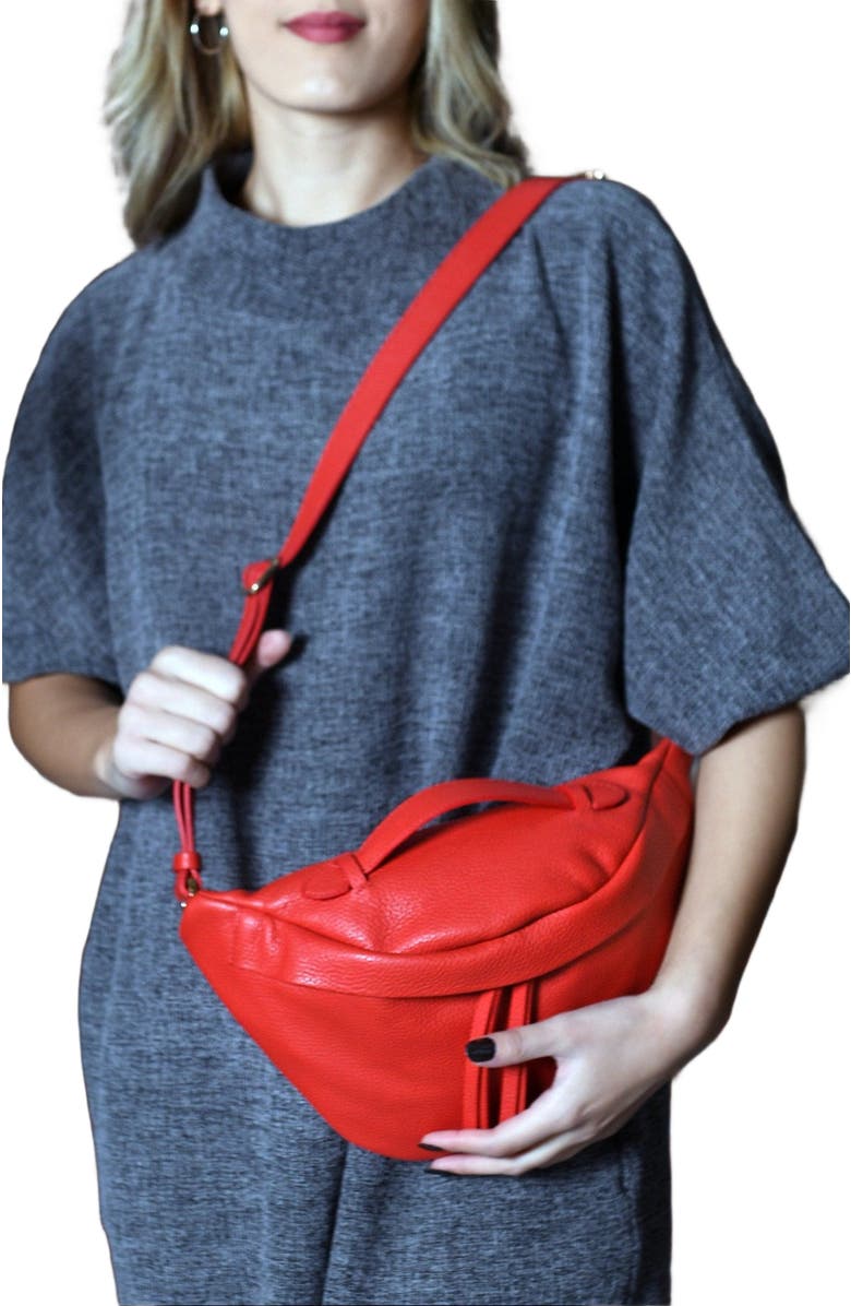 Forever & Always Shoes Bianca Red Leather Crossbody Bag, Alternate, color, Red Leather