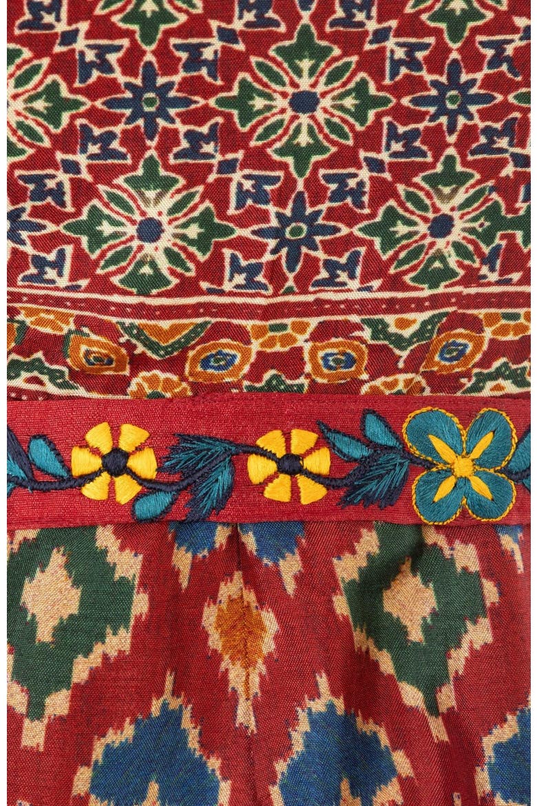 Russet Ajrakh Print Midi Dress, Alternate, color, Maroon