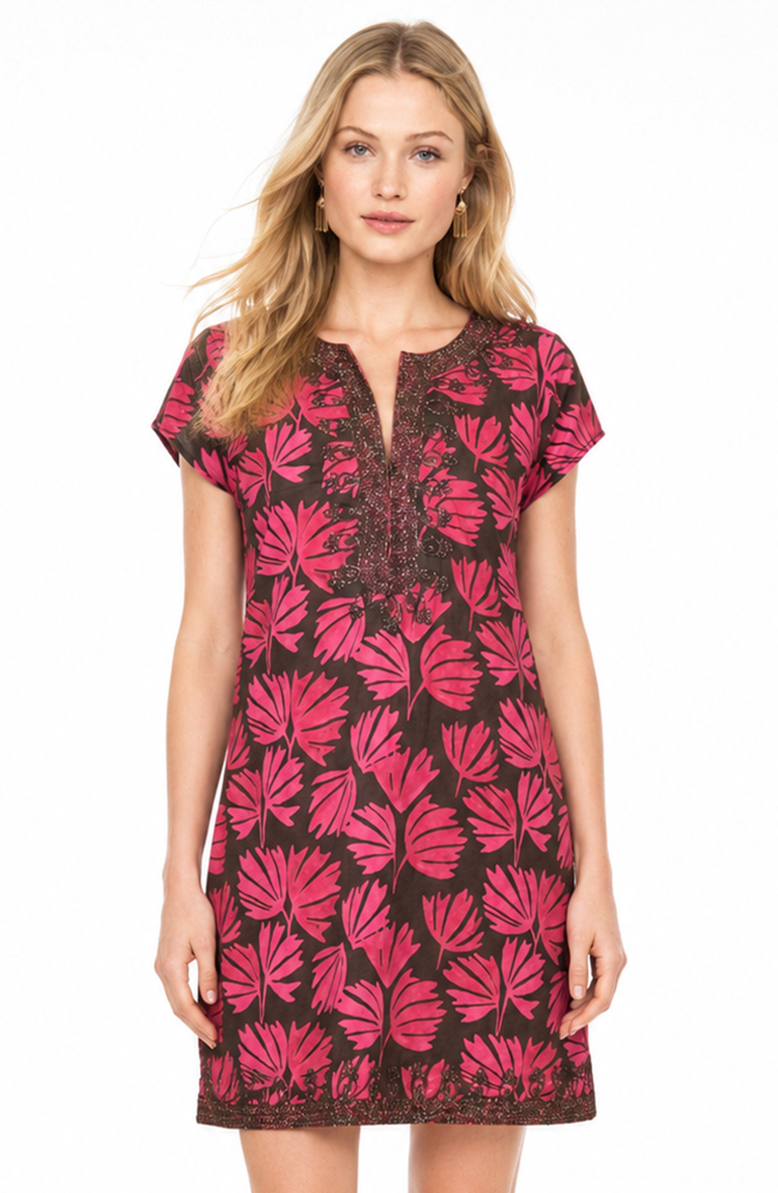 Olive with pink batik palm