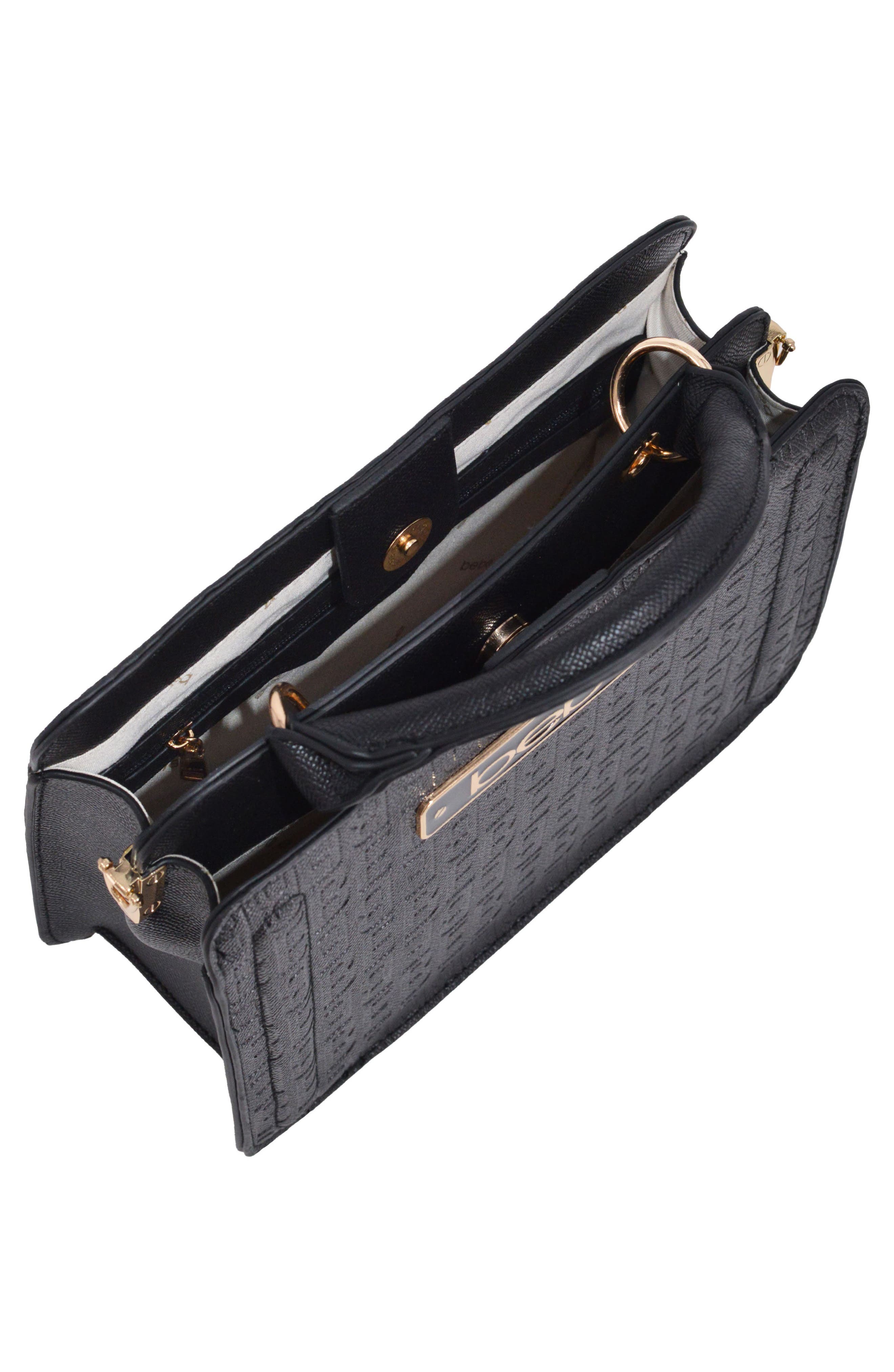 bebe Thea Small Satchel with Card Wallet, Alternate, color, Black