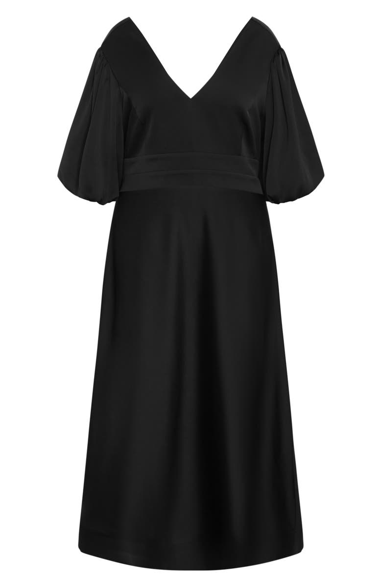 City Chic Lula Puff Sleeve Back Bow Midi Dress, Alternate, color, 