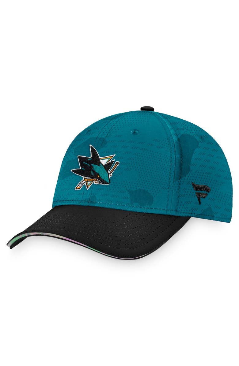 FANATICS Men's Fanatics Branded Teal/Black San Jose Sharks Authentic Pro Locker Room Flex Hat, Alternate, color,