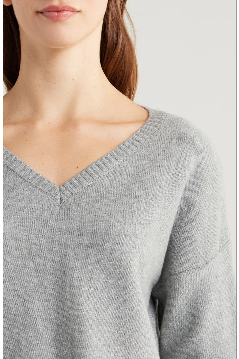 Renata V-Neck Sweater, Alternate, color, HEATHER GRAY